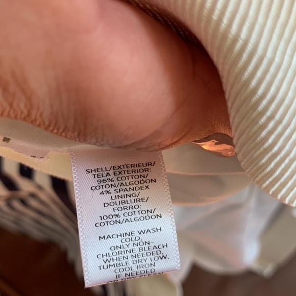 ANN Taylor Loft Navy Blue and White Stripe A-Line Pleated Skirt Size 8 - Picture 8 of 8